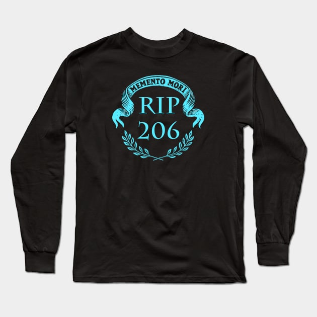 RIP 206 Blue Long Sleeve T-Shirt by Bommush Designs